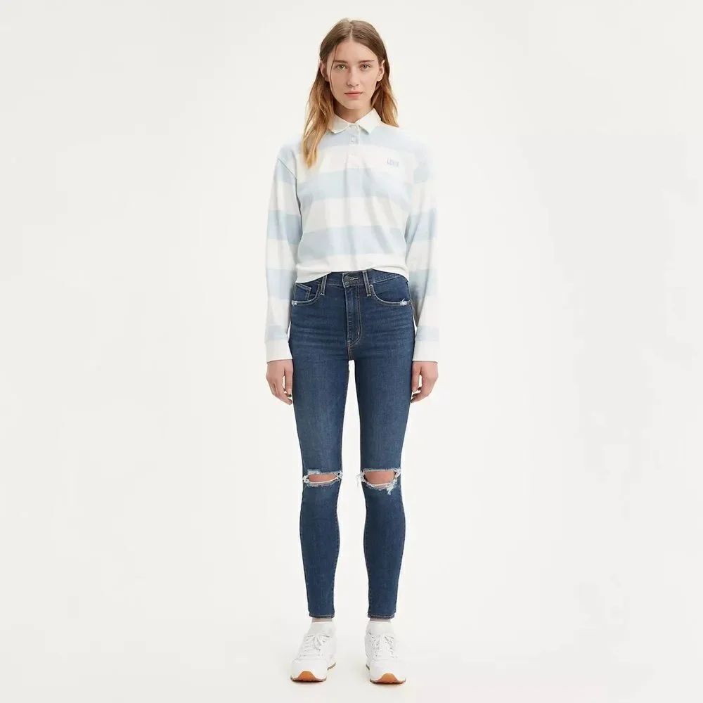 Levis Levi’s Mile High Super Skinny Distressed Medium Wash Blue Size 26